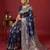 Navy blue color beautiful silk blend fabric woven designer ethnic ceremonial saree