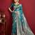 Sea green color beautiful silk blend fabric woven designer ethnic ceremonial saree