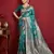 Sea green color beautiful silk blend fabric woven designer ethnic ceremonial saree