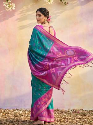 Sky blue soft silk blend woven graceful ethnic partywear saree 2