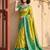 Mustrad yellow color pochampalli silk saree with graceful woven designer looks