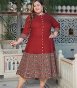 Yash gallery women's plus size maroon rayon floral printed anarkali kurta (maroon)