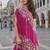 Hot pink crepe one shoulder kaftan top with palazzo  semi stitched up to 42" size