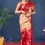 Red soft silk blend banarasi jacuard work designer saree with blouse