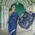 Blue soft linen slub jacuard work designer saree with blouse