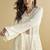 White embroidered silk designer jacket style indowestern semi stitched up to 42" size