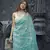Sky blue soft linen slub jacuard work designer saree with blouse
