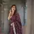 Wine soft linen slub jacuard work designer saree with blouse