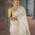 White soft linen slub jacuard work designer saree with blouse