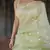 Light green soft linen slub jacuard work designer saree with blouse