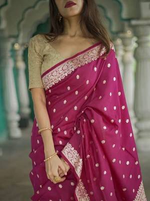 Dark purple linen slub jaquard designer saree with blouse 1