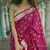Dark purple soft linen slub jacuard work designer saree with blouse