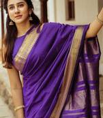 Purple soft silk blend banarasi jacuard work designer saree with blouse