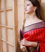 Rani pink soft silk blend banarasi jacuard work designer saree with blouse
