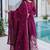 Wine women rangoli crush sequin embroidered gown with dupatta | flared party wear anarkali gown