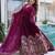 Wine women rangoli crush sequin embroidered gown with dupatta | flared party wear anarkali gown