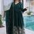 Green women rangoli crush sequin embroidered gown with dupatta | flared party wear anarkali gown