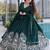 Green women rangoli crush sequin embroidered gown with dupatta | flared party wear anarkali gown