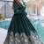 Green women rangoli crush sequin embroidered gown with dupatta | flared party wear anarkali gown