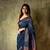 Blue soft silk blend banarasi jacuard work designer saree with blouse