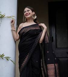 Black silk blend banarasi jaquard designer saree with blouse