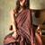 Brown soft silk blend banarasi jacuard work designer saree with blouse