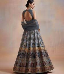 Grey Embroidered Crepe Lehenga Set