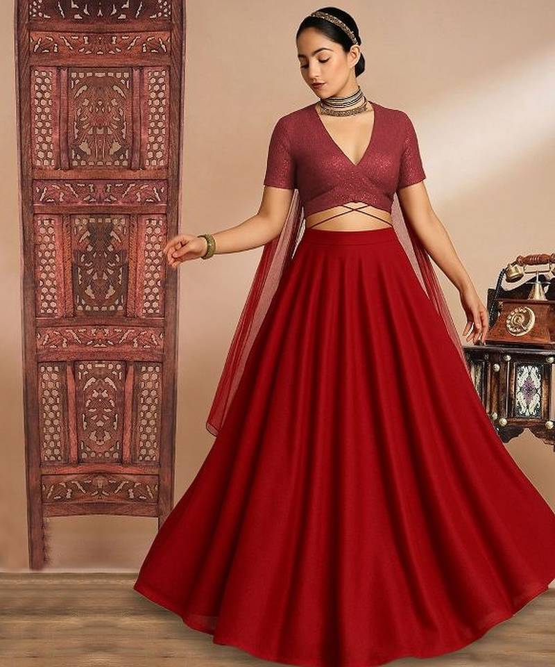 Red Georgette Lehenga Set