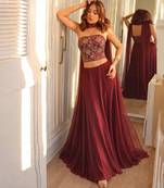 Maroon Tissue Lehenga Set