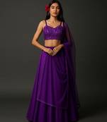 Purple Sequin Net Lehenga Set