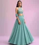Blue Brocade Lehenga Set