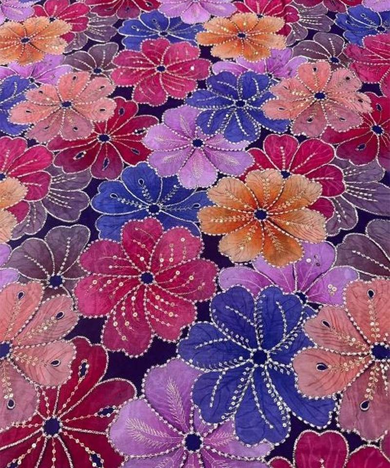 Multicolor Printed Crepe Lehenga Set