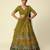 Olive Green Printed Crepe Lehenga Set