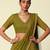 Olive Green Printed Crepe Lehenga Set