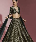 Black Brocade Lehenga Set