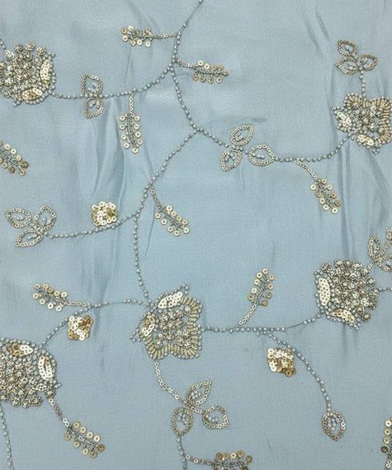 Blue Embroidered Silk Lehenga Set