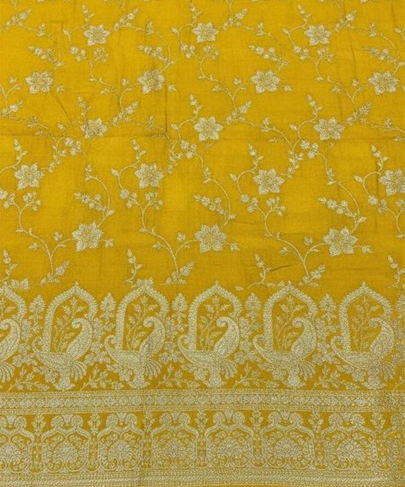 Yellow Embroidered Tissue Lehenga Set