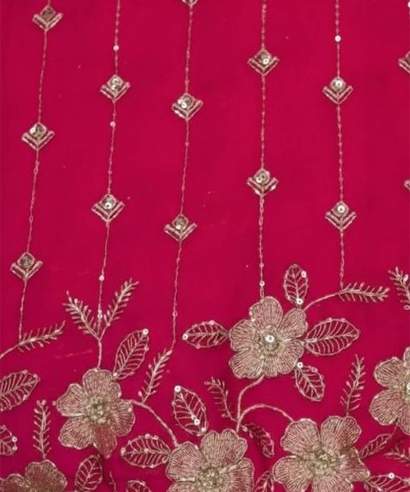 Crimson Red Embroidered Tissue Lehenga Set