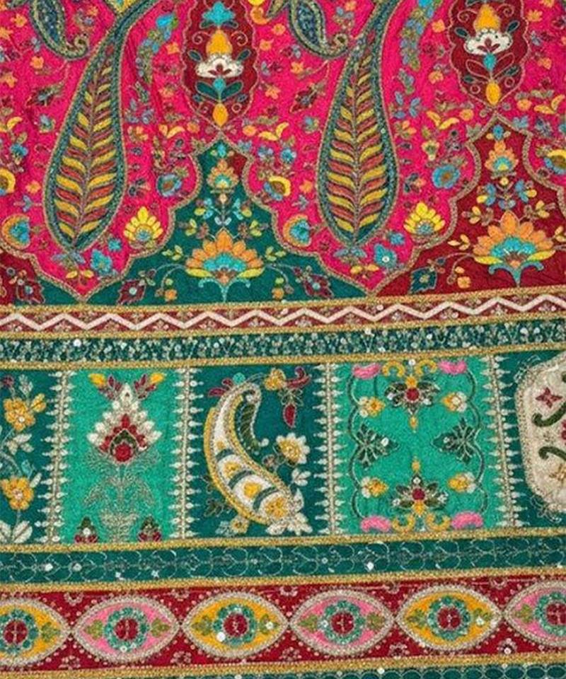 Pink Printed Crepe Lehenga Set