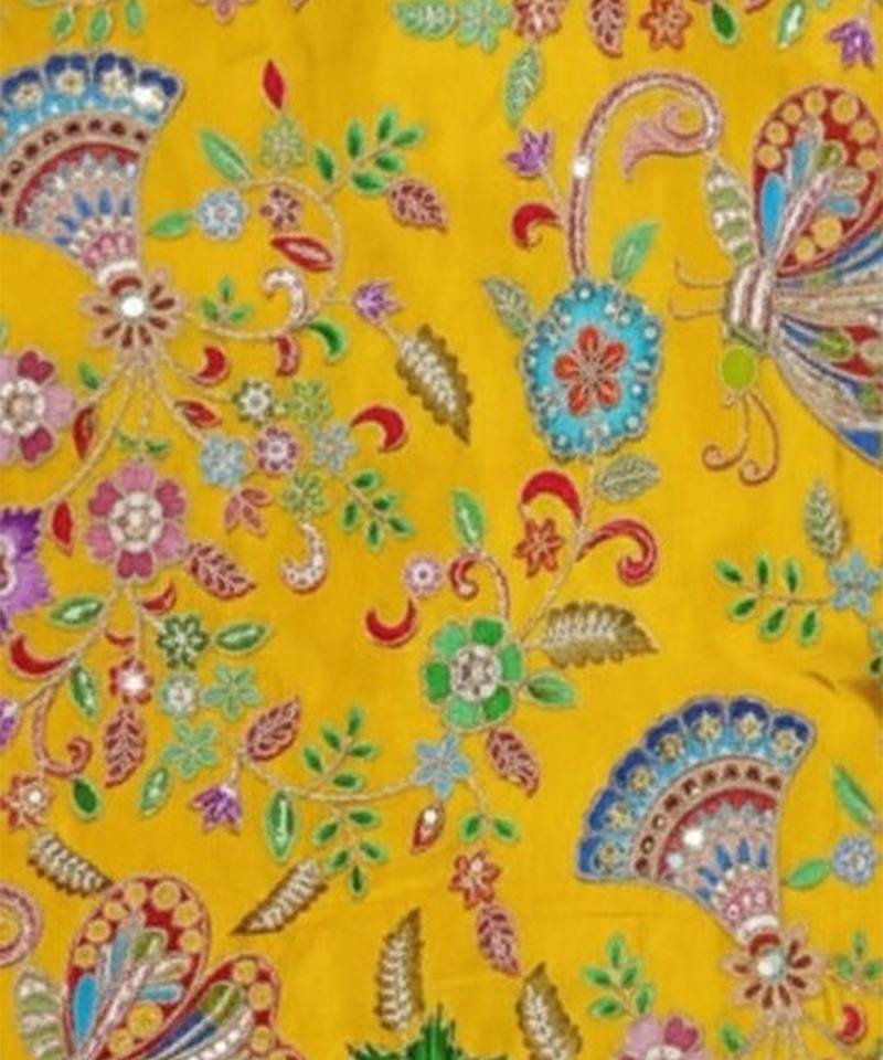 Yellow Crepe Lehenga Jacket Set