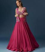 Pink Crepe Lehenga Jacket Set