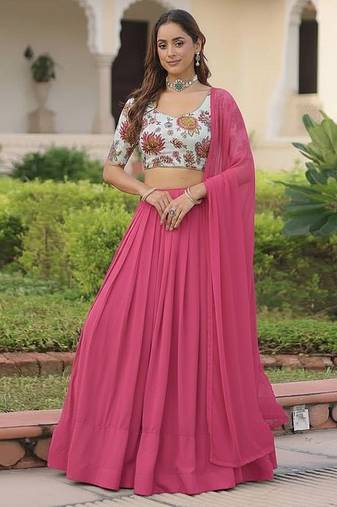Pink Georgette Lehenga Set