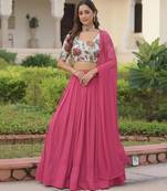 Pink Georgette Lehenga Set