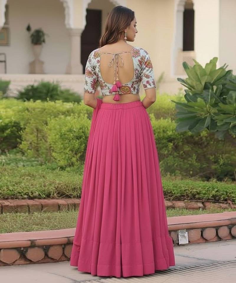 Pink Georgette Lehenga Set