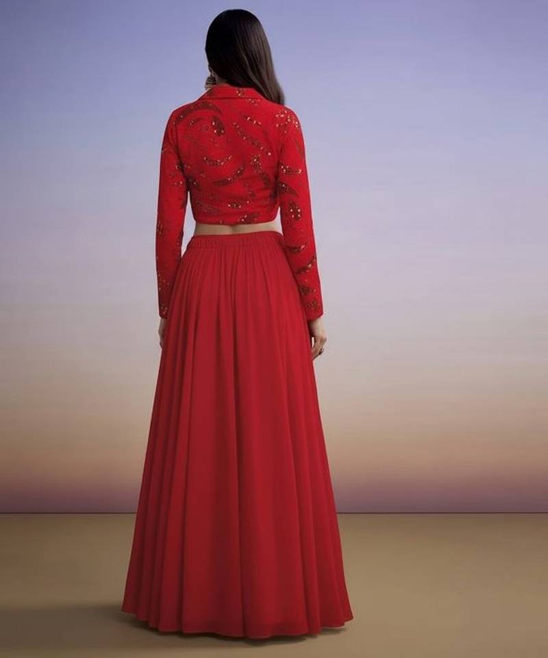 Red Georgette Lehenga Set