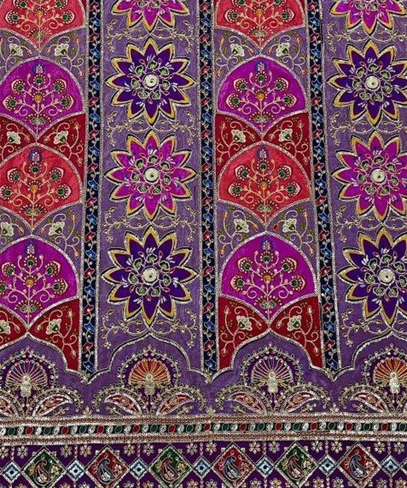 Purple Printed Crepe Lehenga Set