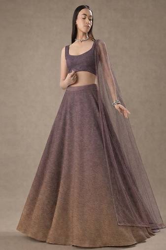 Dusty Plum Tissue Lehenga Set