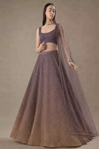 Dusty Plum Tissue Lehenga Set
