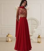 Red Tissue Lehenga Set