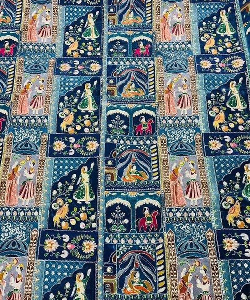 Navy Blue Chiffon Lehenga Jacket Set